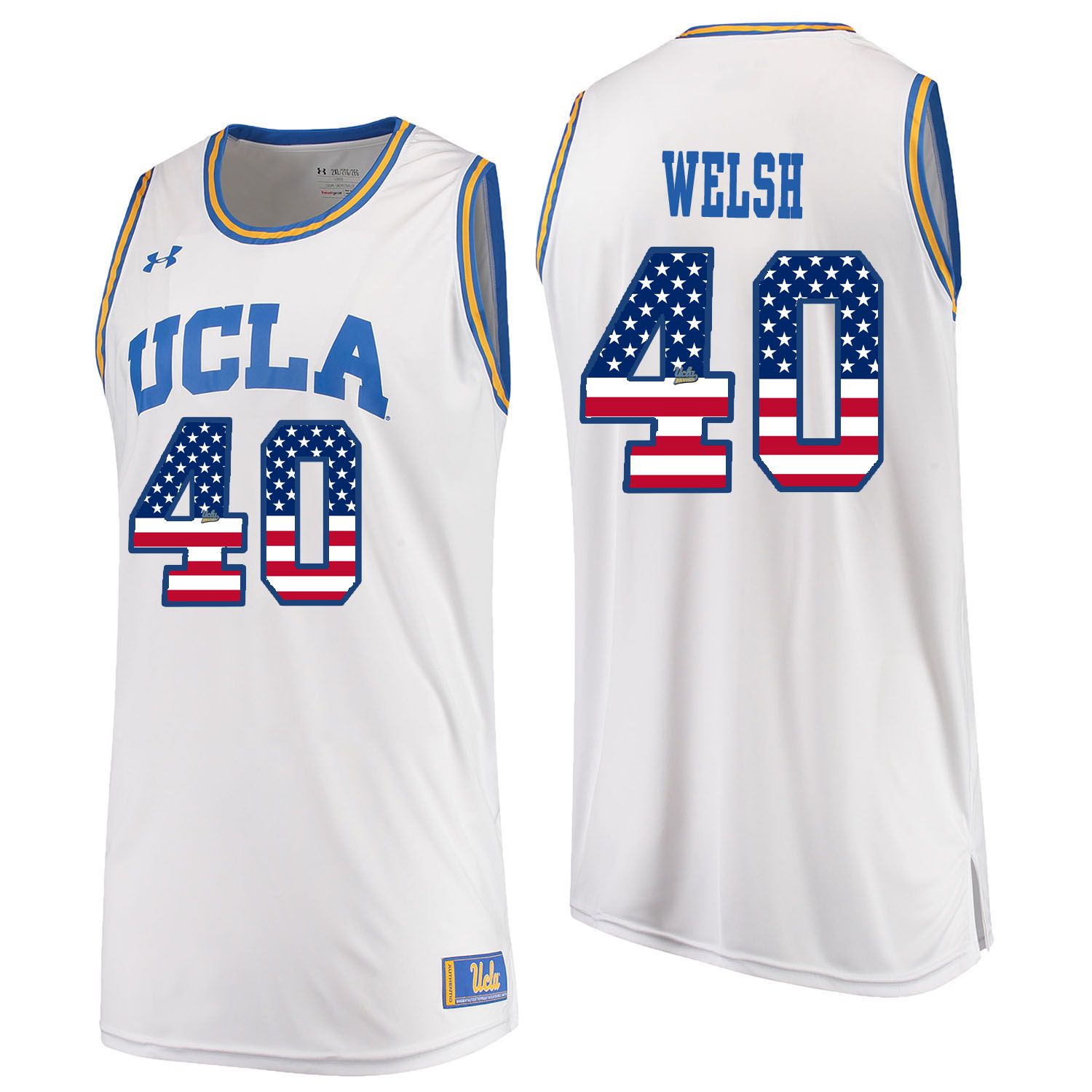 Men UCLA UA 40 Welsh White Flag Customized NCAA Jerseys